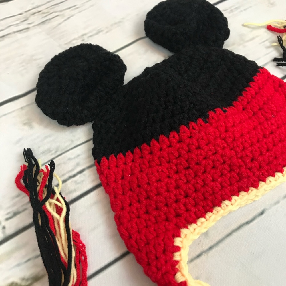 Mickey & Minnie Mouse Crochet Hats with Braided Ties - Picture 9 of 13
